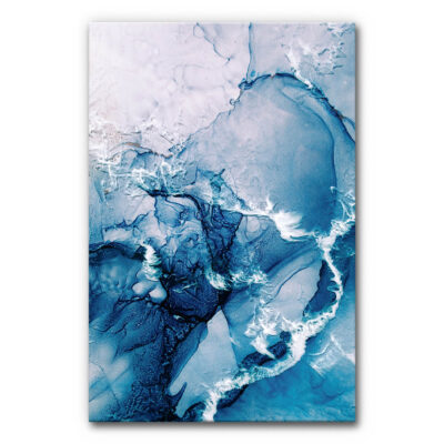 Akustikbild Abstract Blue 2 - Ein bewegendes Gemälde von wellenartigen Pinselstrichen, welche das Meer von der Vogelperspektive darstellt.