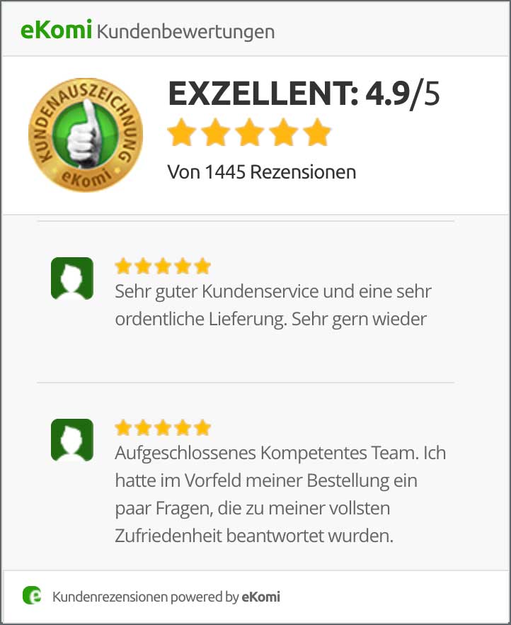 ekomi Übersicht für die Akustikbild-Manufaktur GmbH mit Bewertungen mit 4,9 von 5 Punkten bei 1445 Bewertungen