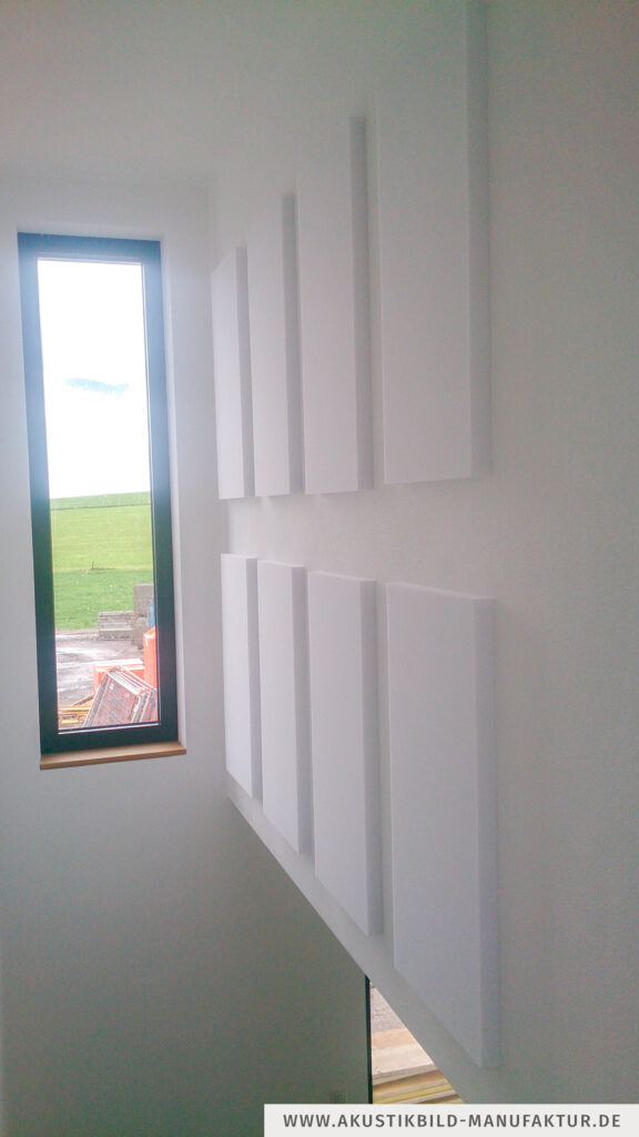 Akustikbild manufaktur beispiel absorberplatten im treppenaufgang