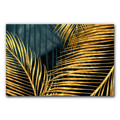Akustikbild mit Palmblättern in Gold