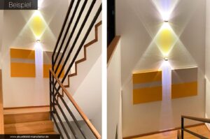 Einfarbige Schallabsorber Elemente im Treppenaufgang