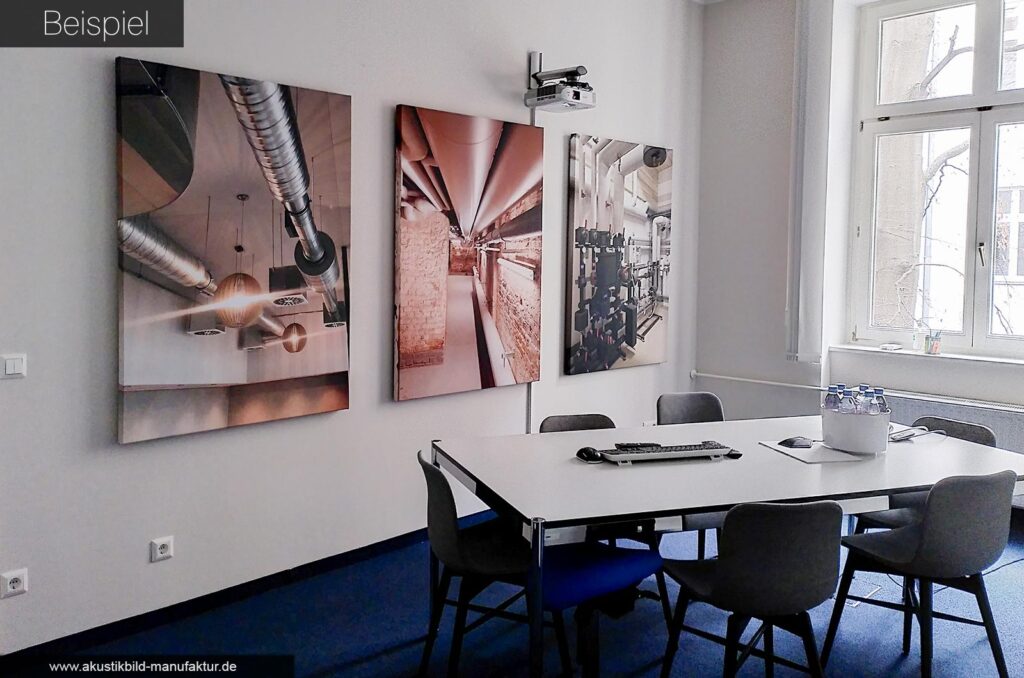 Schall im Büro mit 3 Akustikbildern mit eigenem Motiv bekämpfen