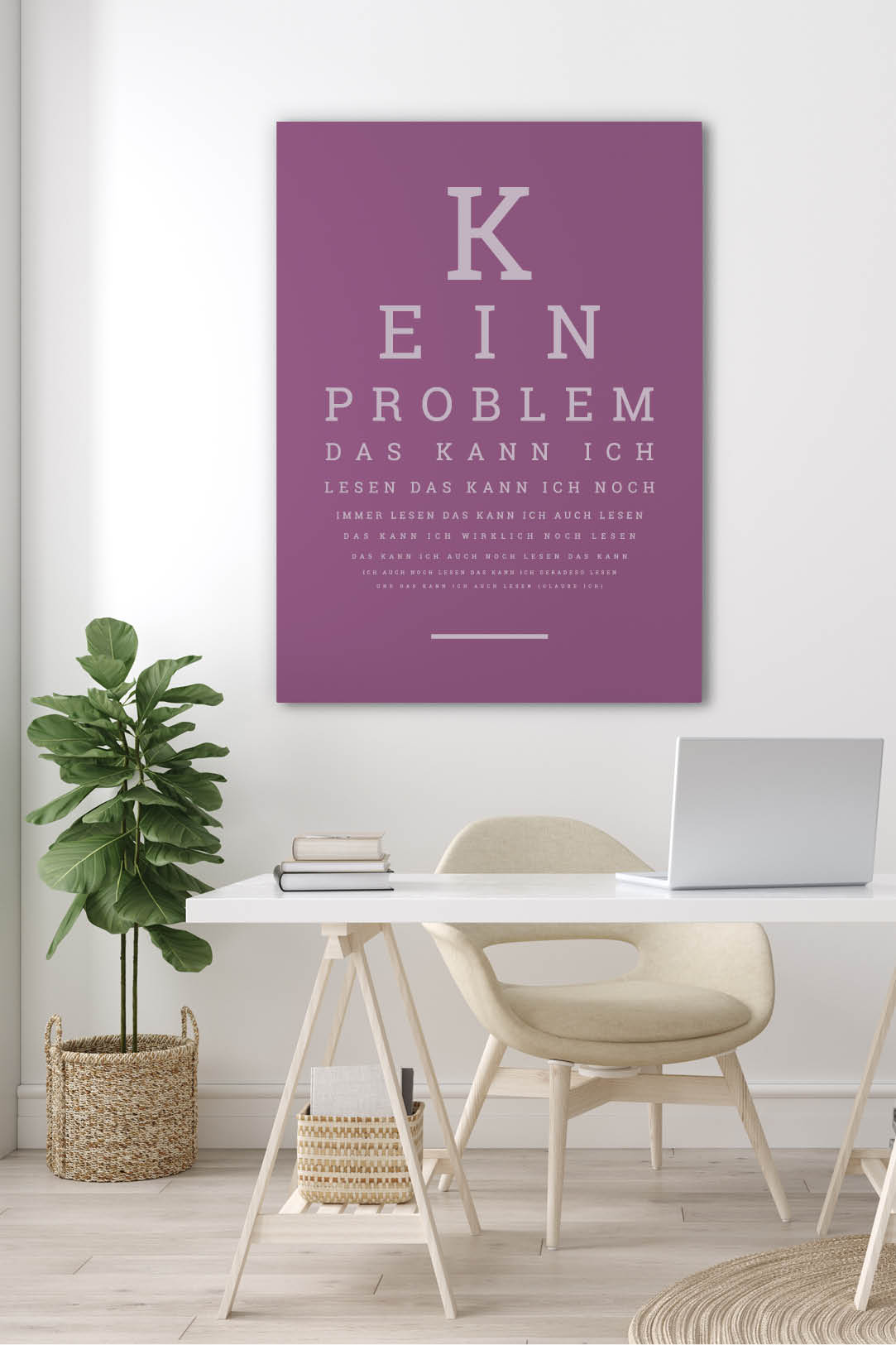 Akustikbild Spruch: Sehtest “Kein Problem” (Farbe individualisierbar)