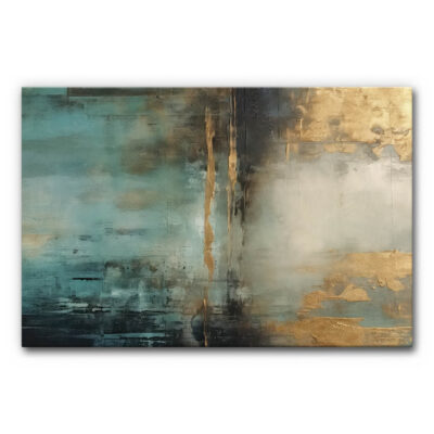 Design-Akustikbild in Blau-Gold-Optik