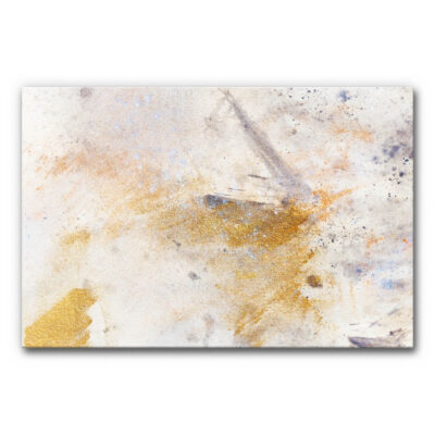 Abtraktes Schallabsorberbild in Gold und Weiß
