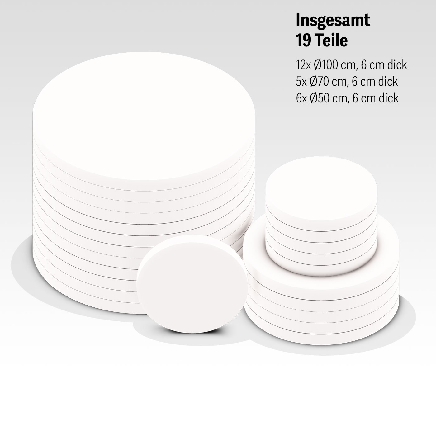 Schallschutz Platten Set aus Basotect® Absorbern mit 19 Kreisen