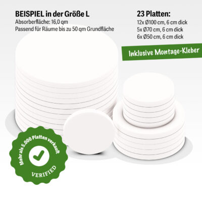 Schallschutz Platten im Set aus Basotect® Kreisen mit 19 Teilen