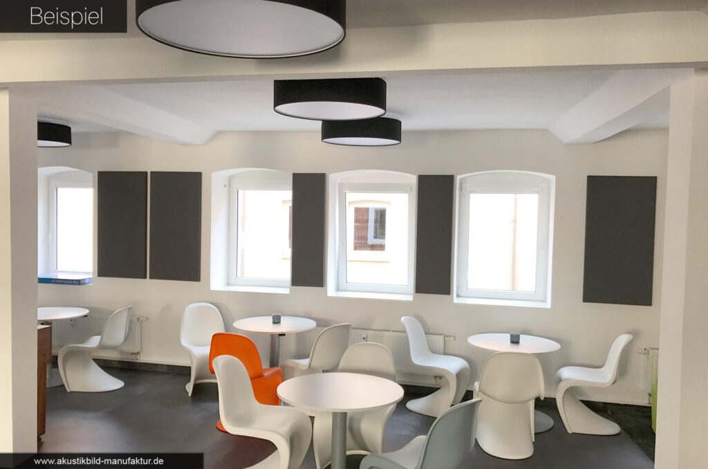 Beispiel einfarbige schallschutzbilder cafeteria mensa aufenthaltsraum pausenraum raumakustik