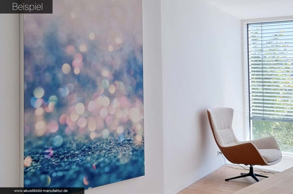 Akustik im Wohnzimmer verbessern mit einem Akustikbild im E