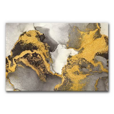 Akustikbild Goldene Tänzer - Abstraktes Bild mit Marmor-Optik in Grau- und Weißtönen