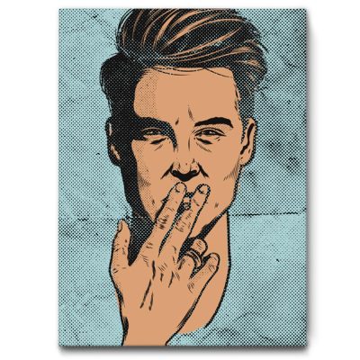 Akustikbild Smoke Retro mit Porträt eines Mannes im Popart-Stil
