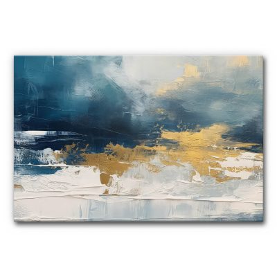 Akustikbild Blau mit Gold abstrakte Malerei