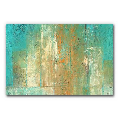 Abstraktes Akustikbild Türkis und Ocker