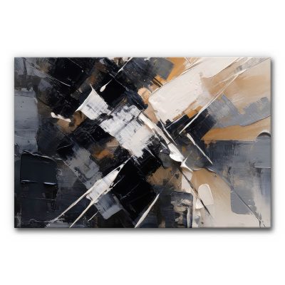 Abstraktes Schallabsorberbild in Schwarz Weiß Beige