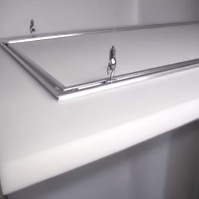 günstiges Akustik Deckensegel Power in Ansicht von oben mit Seilaufhängung