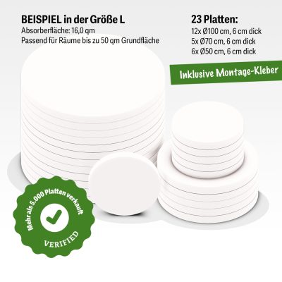 Schallschutz Platten im Set aus Basotect® Kreisen mit 19 Teilen