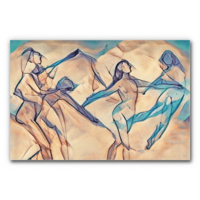 Akustikbild Tanz der Leichtigkeit ist eine farbige Zeichnung von tanzenden Frauenkörpern.