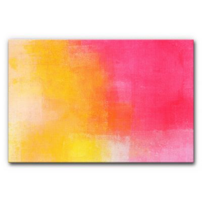 Akustikbild farbige Wandgestaltung mit abstrakten Farbverläufen in Gelb, Orange und Pink, weich ineinander übergehend, modernes schallminderndes Wandbild mit ruhiger Ausstrahlung.