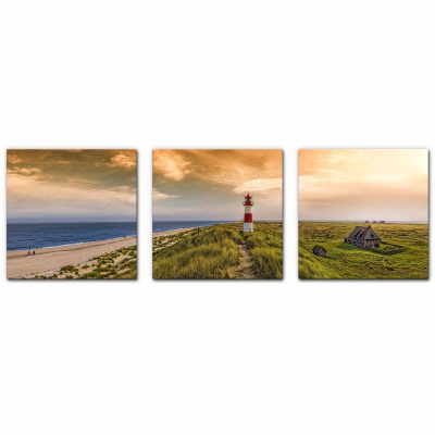 Akustikbild Leuchtturm Sylt 3er Set