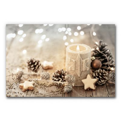 Akustikbild Kerzen 2 - Ein weihnachtliches Bild mit einer weißen weißen Kerze