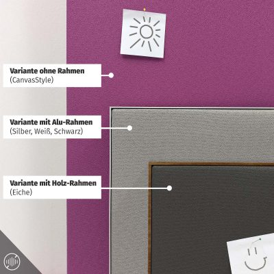 Stoff und Rahmen Varianten für Akustik schallabsorbierende Pinnwand
