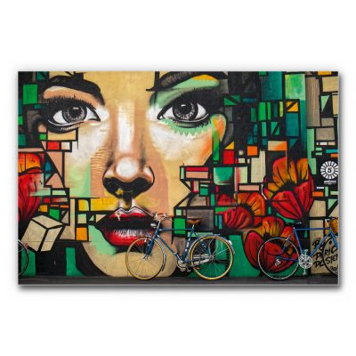 Akustikbild Streetart Frau mit Fahrrad