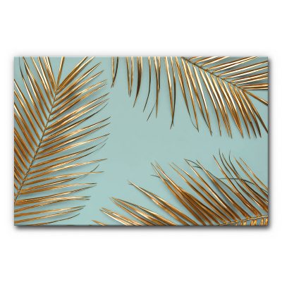 Akustikbild mit goldenen Palmenblättern