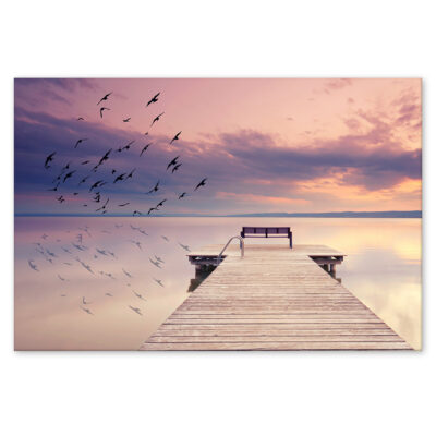 Akustikbild Möven am Steg (120x80x4 cm CanvasStyle)