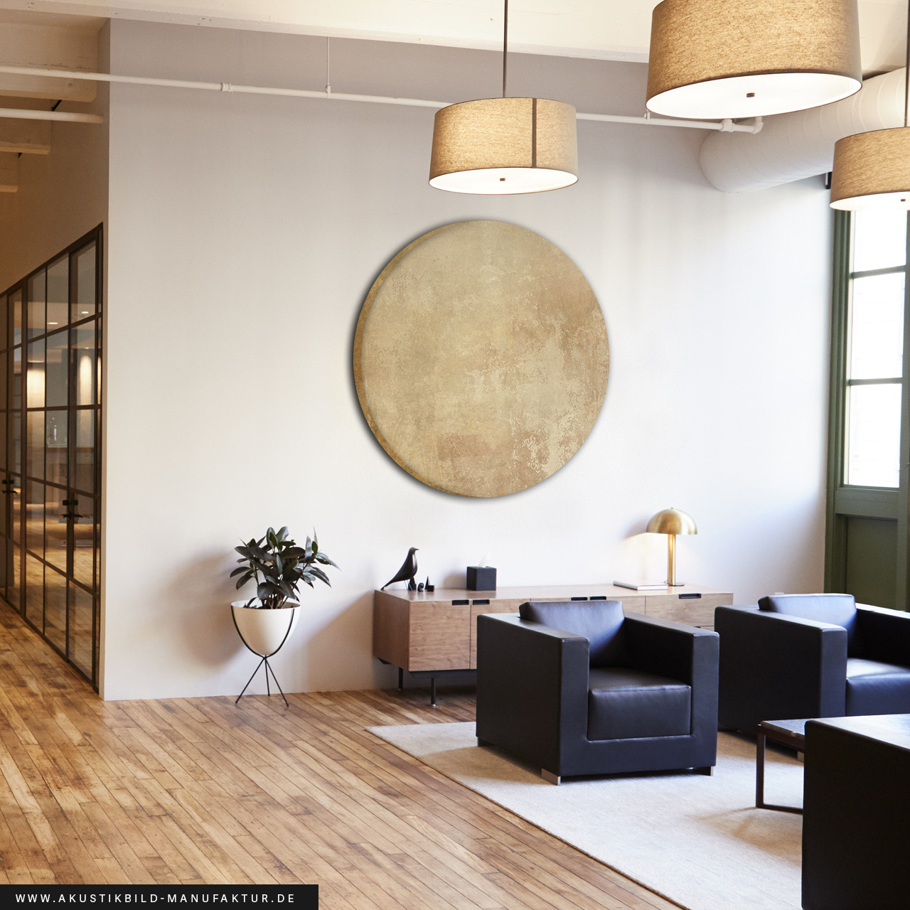 Rundes Akustikbild Abstrakt Gold