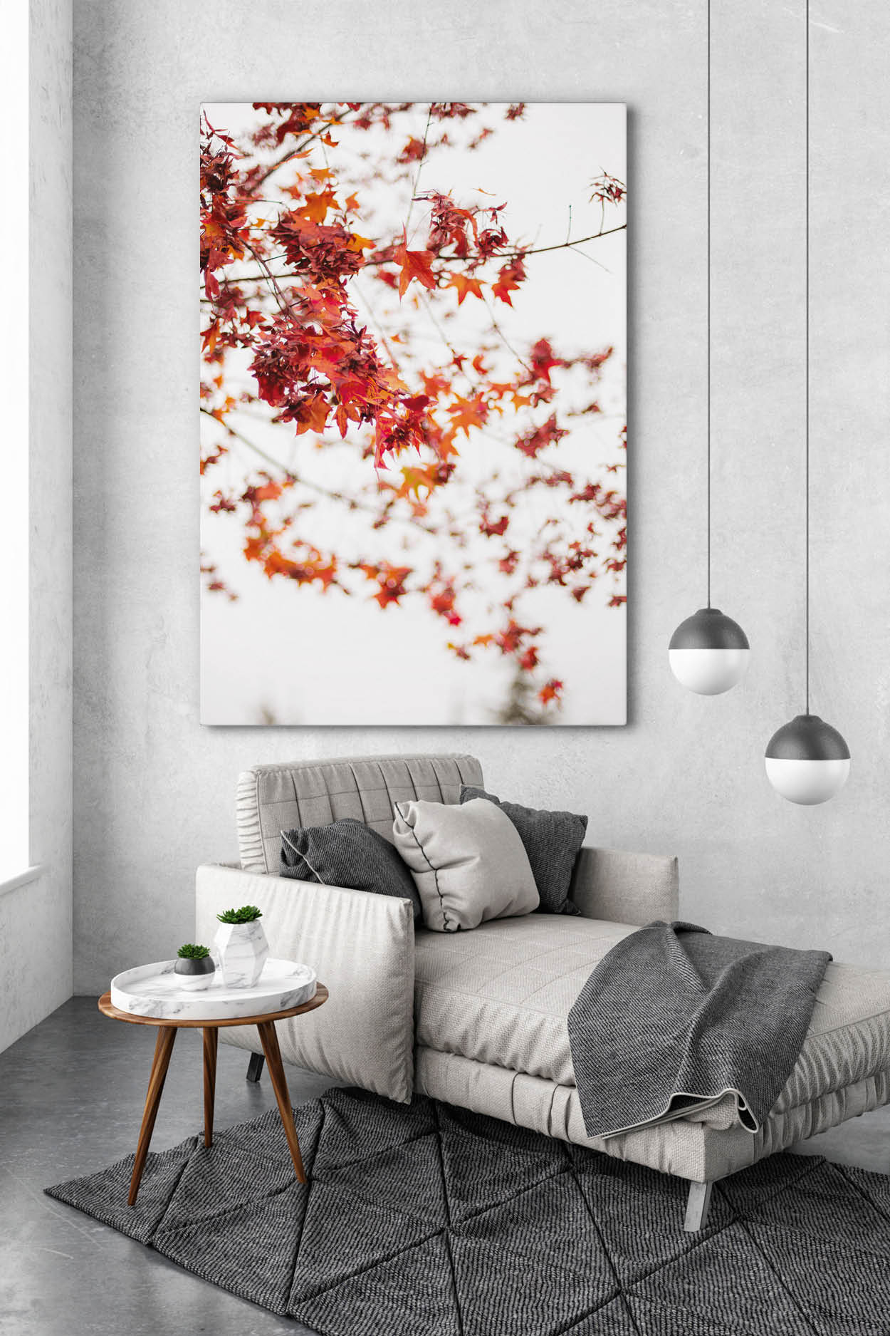 Akustikbild Red Leaves on White